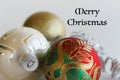 Christmas Ornaments and Merry Christmas text