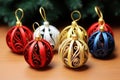 Christmas ornaments paper quilling craft, colorful Christmas baubles