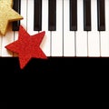 Christmas ornaments on piano Royalty Free Stock Photo