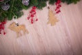 Christmas ornaments with pine tree and cones Royalty Free Stock Photo