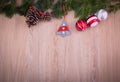 Christmas ornaments with pine tree and cones Royalty Free Stock Photo