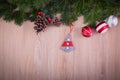 Christmas ornaments with pine tree and cones Royalty Free Stock Photo