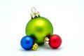 Christmas ornaments - red, green and blue ornaments Royalty Free Stock Photo