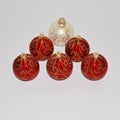 Christmas ornaments. Red and White Christmas decorations. Royalty Free Stock Photo