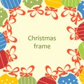 Christmas ornaments and ribbons frame Royalty Free Stock Photo