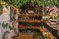 Christmas ornaments for sale in a christmas market