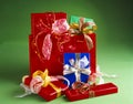 Christmas Ornaments. Various gift boxes. Royalty Free Stock Photo