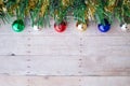 Christmas ornaments on a wood background Royalty Free Stock Photo
