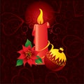 Christmas ornate background with candle