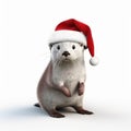 Christmas Otter: A 3d Animation On White Background