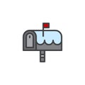 Christmas outdoor mailbox filled outline icon