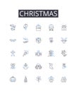 Christmas line icons collection. Yuletide, Noel, Holiday season, Festive season, December, Gift-giving, Merry-making