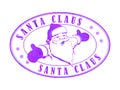 Christmas oval texture print in violet hue with the silhouette of Santa Claus with arms outstretched