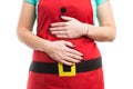 Christmas overeating or indigestion abdominal pain concept Royalty Free Stock Photo