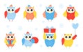 Christmas owl character bird set gift cartoon