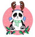 Christmas panda bear with antlers