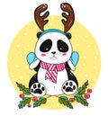 Christmas panda bear with antlers