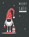 Christmas pandemic. Cute gnome in medical face mask.