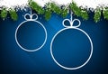 Christmas paper balls on blue background. Royalty Free Stock Photo