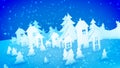 Christmas paper buildings and sparkling snow Royalty Free Stock Photo