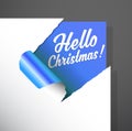 Christmas paper corner cut out with Hello Christmas text uncover