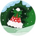 christmas hat paper cut illustration Royalty Free Stock Photo