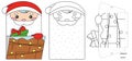 Christmas paper pocket with Santa Claus for advent calendar. Coloring page