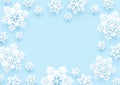 Christmas paper snowflakes on blue background for Your winter holiday design Royalty Free Stock Photo