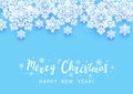 Christmas paper snowflakes on blue background for Your winter holiday design Royalty Free Stock Photo