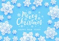 Christmas paper snowflakes on blue background for Your winter holiday design Royalty Free Stock Photo
