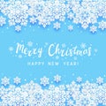 Christmas paper snowflakes border on blue background for Your winter holiday design Royalty Free Stock Photo