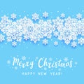 Christmas paper snowflakes border on blue background for Your winter holiday design Royalty Free Stock Photo