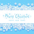 Christmas paper snowflakes border on blue background for Your winter holiday design