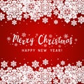 Christmas paper snowflakes border on red background for Your winter holiday design Royalty Free Stock Photo