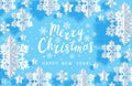 Christmas paper snowflakes frame on blue background for Your winter holiday design Royalty Free Stock Photo