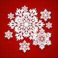 Christmas paper snowflakes on red background for Your winter holiday design Royalty Free Stock Photo