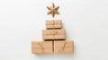Christmas parcel delivery. Christmas tree made from boxes Royalty Free Stock Photo