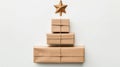 Christmas parcel delivery. Christmas tree made from boxes Royalty Free Stock Photo