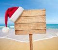 Christmas party on beach signboard as background Royalty Free Stock Photo