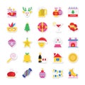 Christmas, Party and Celebration Colored Vector Icons 2 Royalty Free Stock Photo
