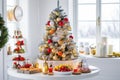 Christmas party celebration with dinner meal on table, Happy new year and Xmas scene, Dessert for party invitation