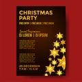 Christmas party celebration poster template with illustration of triangle of golden glow star