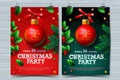 Christmas party design templates, posters with ball and Christmas decoration, vector illustration. Royalty Free Stock Photo