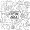 Christmas Party Family Traditional doodle icon hand draw set