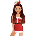 Christmas Party Female Cartoon Character in Santa Dress
