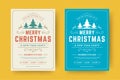 Christmas Party Flyer Event Vintage Typography And Decoration Elements Vector Illustration