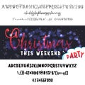 Christmas party horizontal flyer. Vector of stylized two fonts handwritten and alphabet.