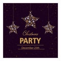 Christmas party invitation card. Can be used as a banner, poster, postcard, flyer. Vector illustration with snowflakes in the form Royalty Free Stock Photo