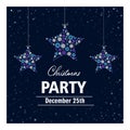Christmas party invitation card. Can be used as a banner, poster, postcard, flyer. Vector illustration with snowflakes