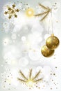 2023 Christmas party silver bokeh lights blurred shine background place for test template card vector sign Royalty Free Stock Photo